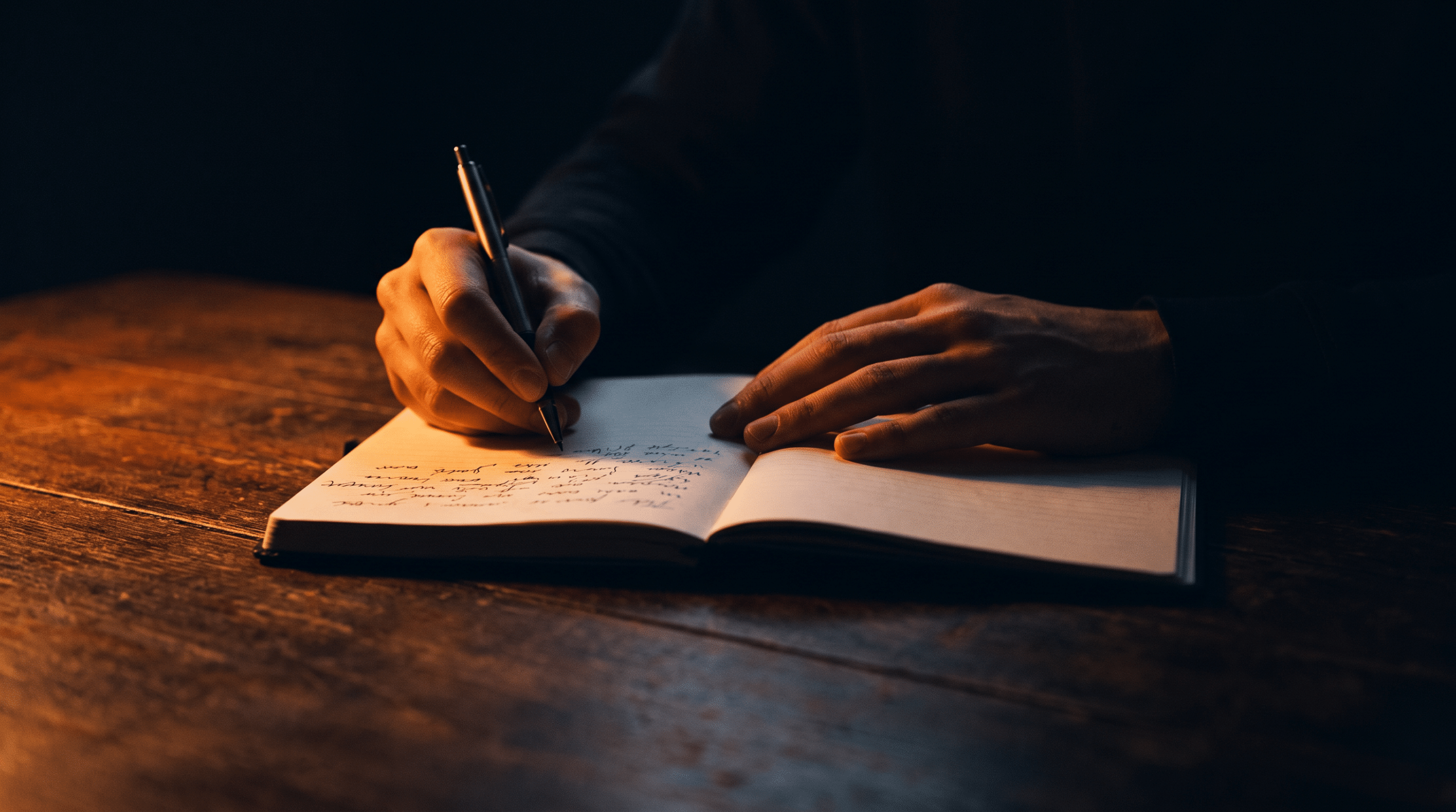 Notas escritas a mano con luz cálida, representando claridad y evaluación